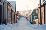 Skata - the Old Wooden House Neighbourhood in Jakobstad on a cold winter day
